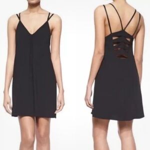 Alice + Olivia Black Lianne Cutout Back Sleeveless V-Neck Summer Mini Dress Sz M